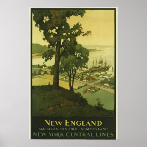 New England USA Vintage Travel Poster