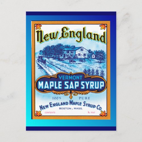 New England Vermont Maple Syrup Postcard