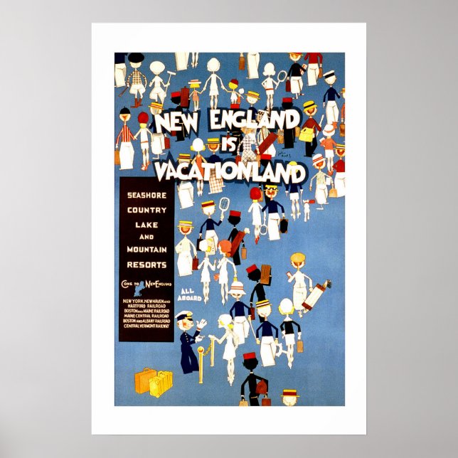 New England Vintage Travel Poster (Front)