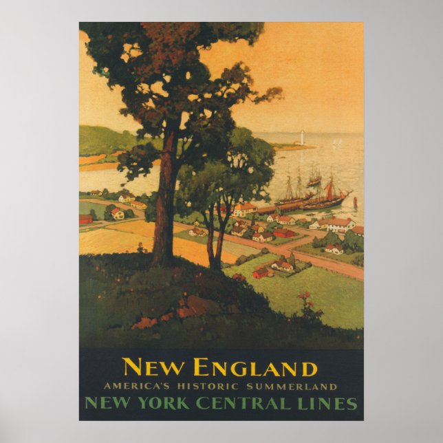 New England Vintage Travel Poster (Front)