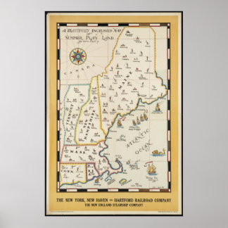 New England Vintage Travel Poster Ad Retro Prints
