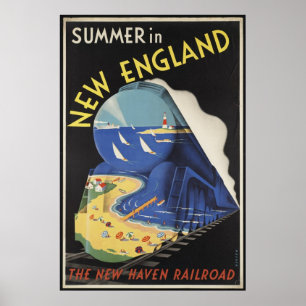 New England Vintage Travel Poster Ad Retro Prints