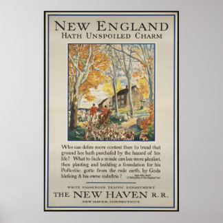 New England Vintage Travel Poster Ad Retro Prints