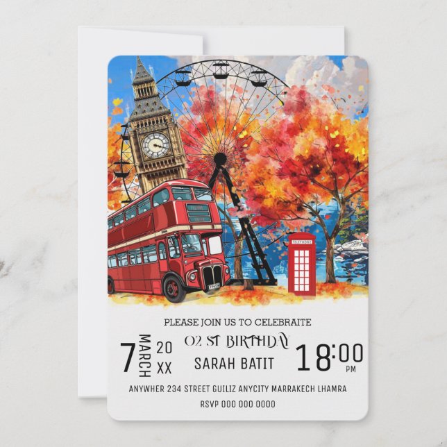 New England Watercolor Invitation TEMPLATE, East C (Front)