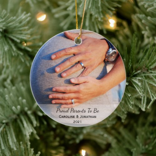 New Expecting Parents to Be Simple Classic Photo Ceramic Ornament