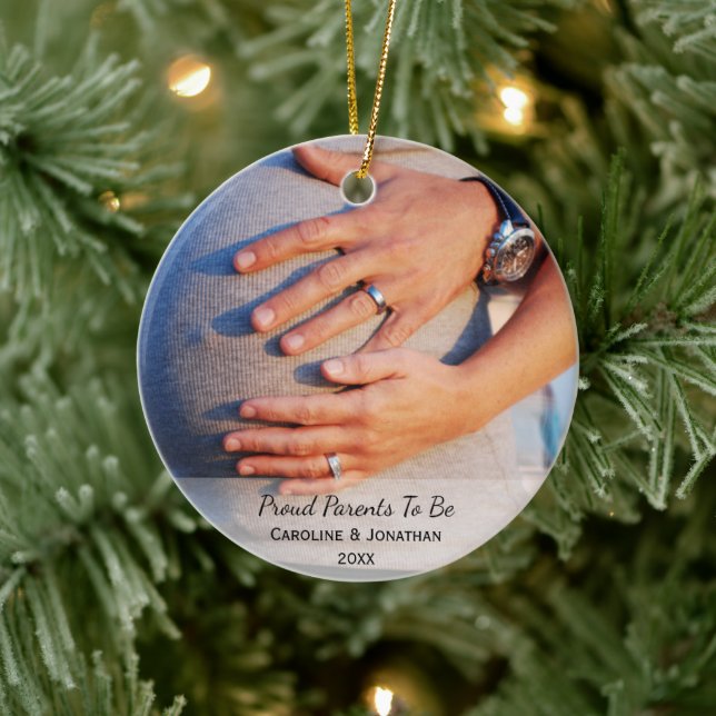 New Expecting Parents to Be Simple Classic Photo Ceramic Ornament (Tree)