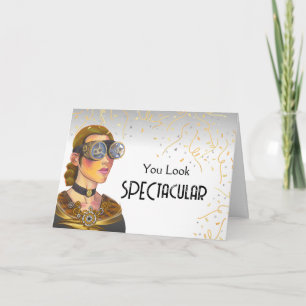 New Eyeglasses Congratulations Steampunk Lady Card
