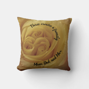New Family Light Yellow Rose Photo Flower Adoption Throw Pillow