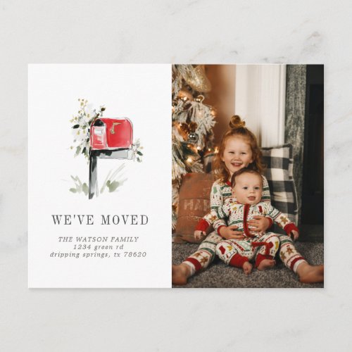 New Family Post Box Red Moving Announcement Postcard
