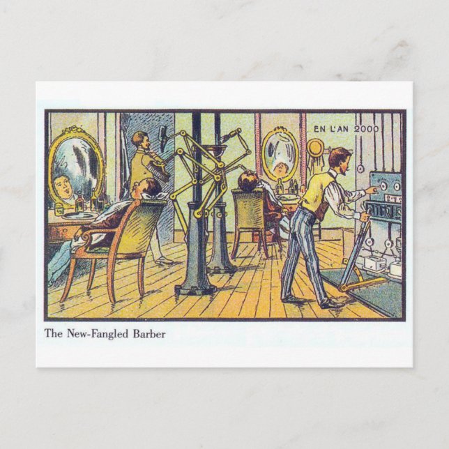 New Fangled Barber Postcard (Front)