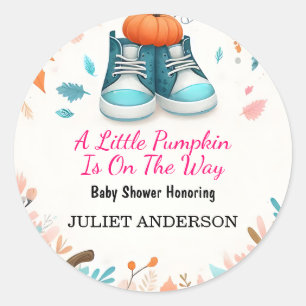 New Farm Pink Blue Boho Girl Boy Fall Baby Shower Classic Round Sticker