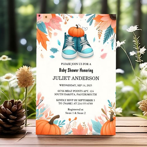 New Farm Pink Blue Boho Girl Boy Fall Baby Shower Invitation