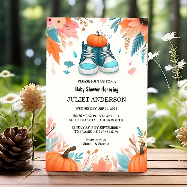 New Farm Pink Blue Boho Girl Boy Fall Baby Shower Invitation (Creator Uploaded)
