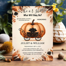 New Farm Pink Blue Fall Girl Pumpkin Gender Reveal Invitation