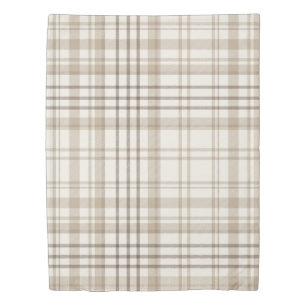 New Farmhouse Beige & Taupe Plaid Duvet Cover