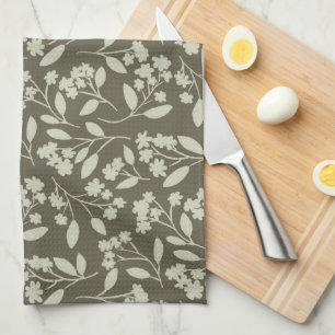 New Farmhouse Floral in Sage Green Hand Drawn Kitchen Towel