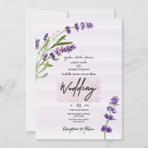 New Fashion Levander Calligraphic Wedding Invitation