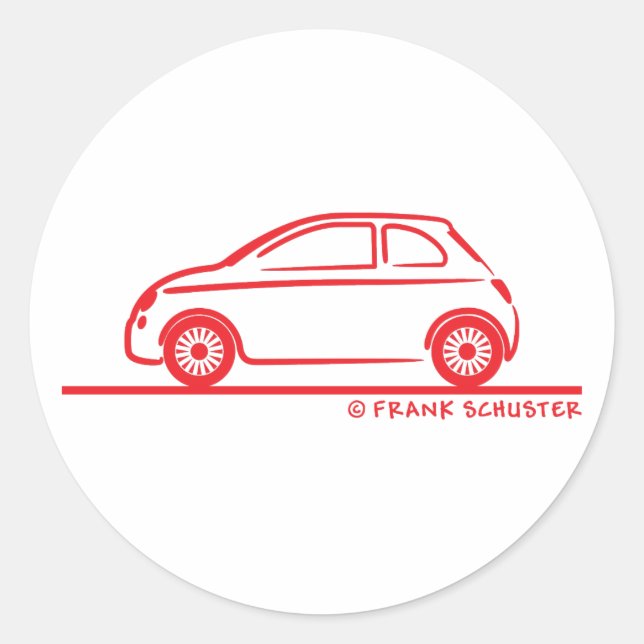 New Fiat 500 Cinquecento Classic Round Sticker (Front)