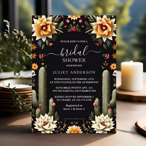 New Fiesta Cactus Travel Mexicans Bridal Shower Invitation