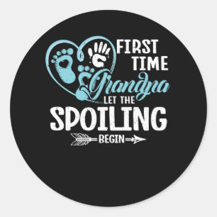 New First Time Grandpa Let The Spoiling Begin Gran Classic Round Sticker