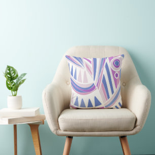 New Fish Head Leaves Jazz Funk Purple Pink Blue Throw Pillow