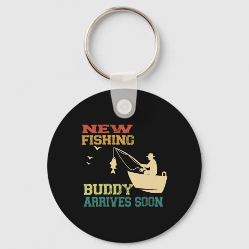 New Fishing Buddy Arrives Soon New Dad Fathers Day Keychain