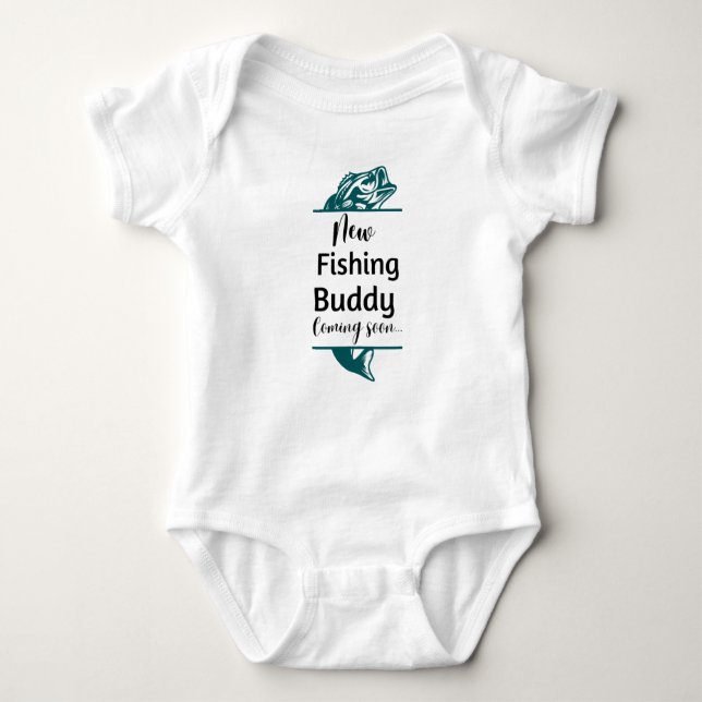 New fishing buddy coming soon baby bodysuit (Front)