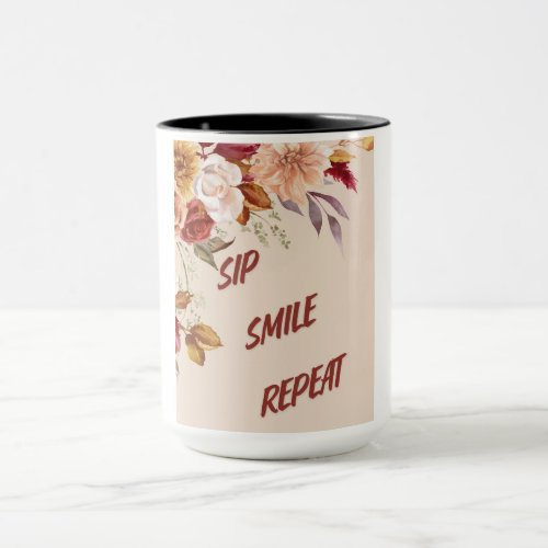 NEW Floral  SIP Smile Repeat Mug
