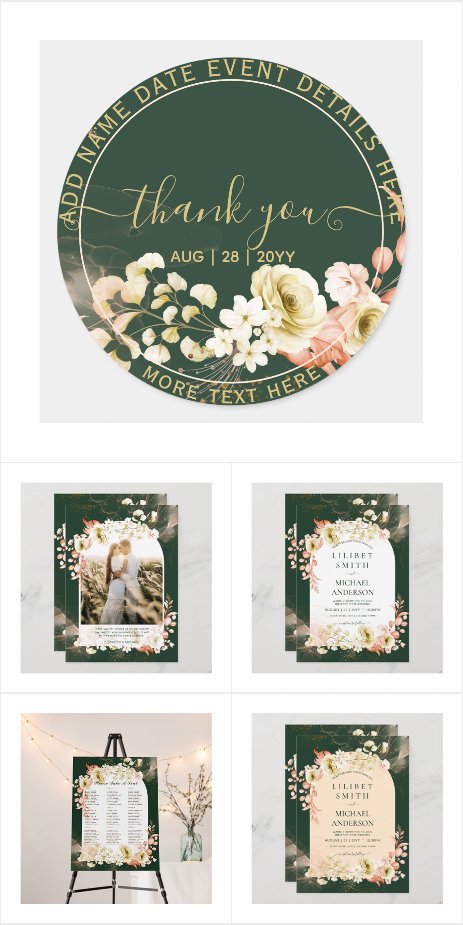 New for 2022! Emerald Green Coral Wedding Suite