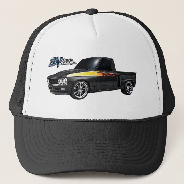 New for 2026 Custom Stepside Luv with Flames Trucker Hat (Front)