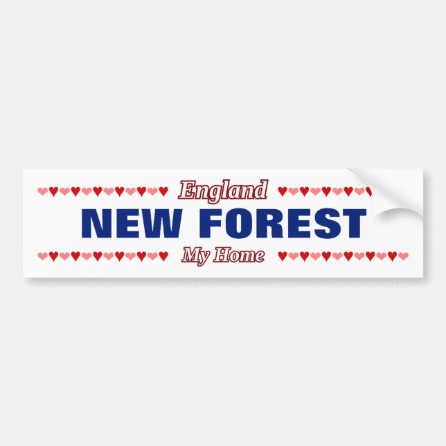 NEW FOREST - My Home - England; Red & Pink Hearts Bumper Sticker (Front)
