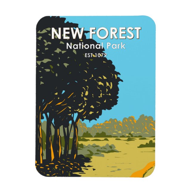 New Forest National Park England Vintage Magnet (Vertical)
