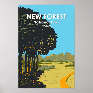 New Forest National Park England Vintage Poster