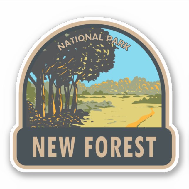 New Forest National Park England Vintage Sticker (Front)