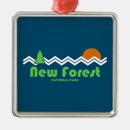 New Forest National Park Retro Metal Ornament