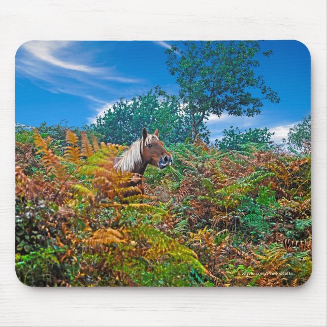 New Forest Pony & Bracken for Horse-lovers Mouse Pad (Front)