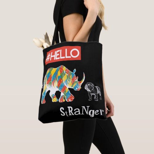 New Friend Rhino Funny Bulldog_Hello Stranger Tote Bag