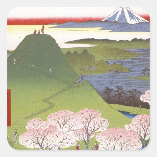 "New Fuji" Hiroshige Square Sticker