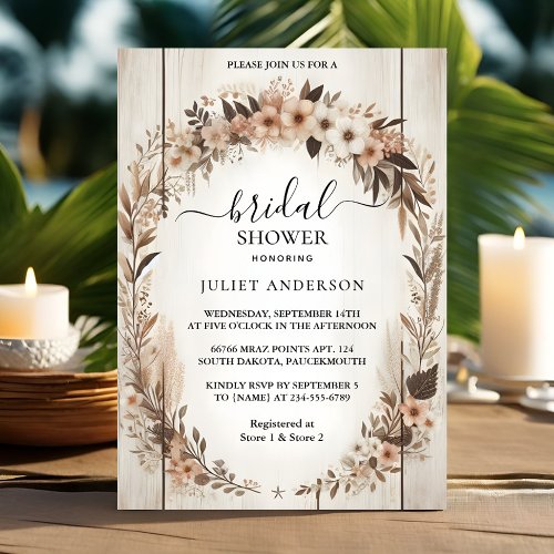 New Garden Spring Wood Boho Rustic Bridal Shower Invitation