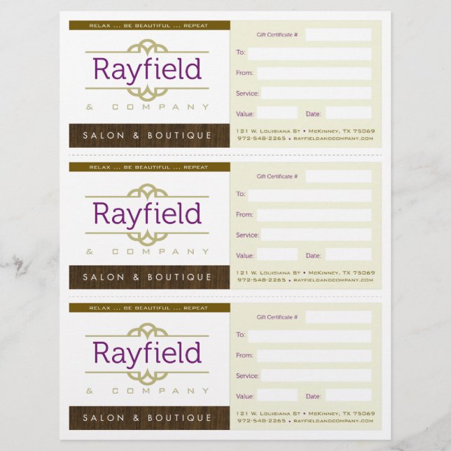 NEW Gift Certificates (Front)