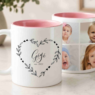 New Gigi Year Est. Four Photo Collage  Two-Tone Coffee Mug