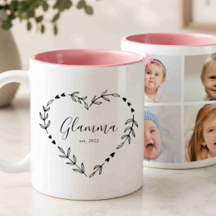New Glamma Year Est. Four Photo Collage Two-Tone Coffee Mug