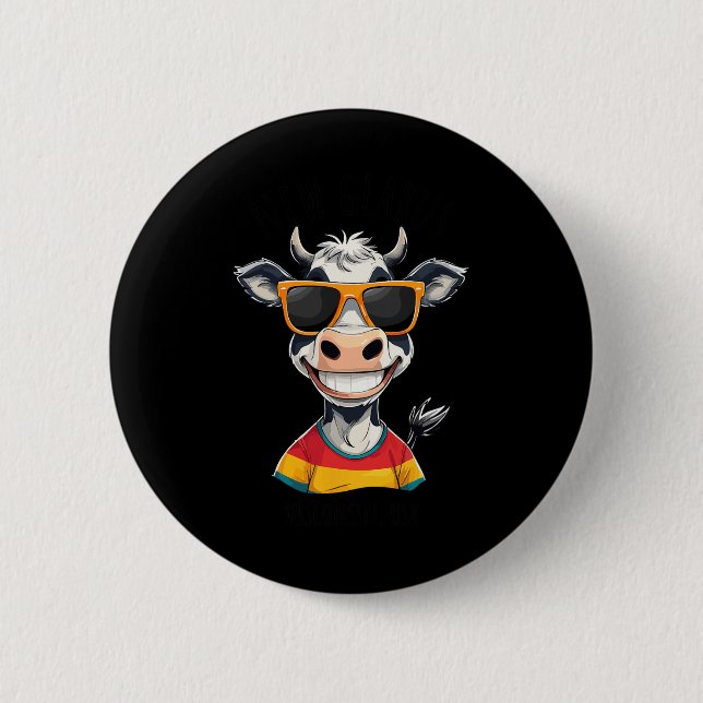 New Glarus Wi Usa Funny Cow Cartoon Design  Button (Front)