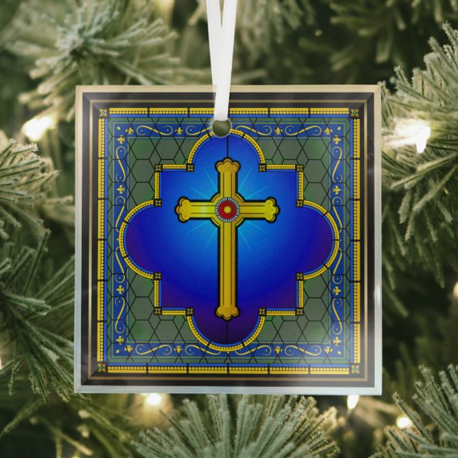 NEW Glass Cross Glass Ornament (Insitu)