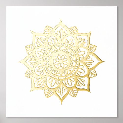 New Gold Mandala Flower Foil Art Print