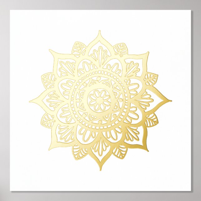New Gold Mandala Flower Foil Art Print (Front)