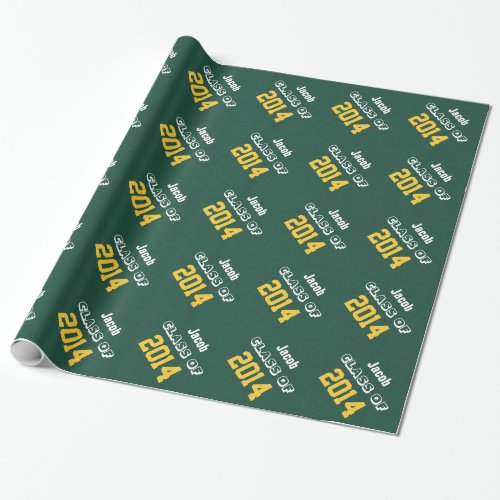 NEW GRAD Class of 2014 Or Any Year Green Gold V2 Wrapping Paper