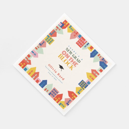 New Grad On The Block Graduation Party Napkins | Zazzle