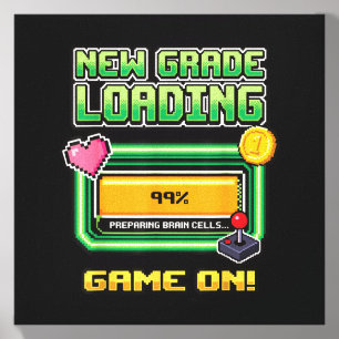 New Grade Loading Let's Play Pixel Art School Canvas Photo Tile