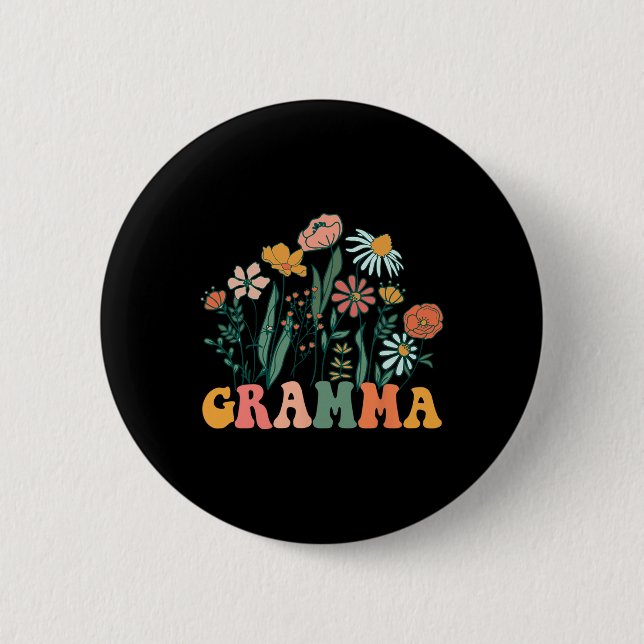 New Gramma Wildflower First Birthday &amp; Baby Sh Button (Front)